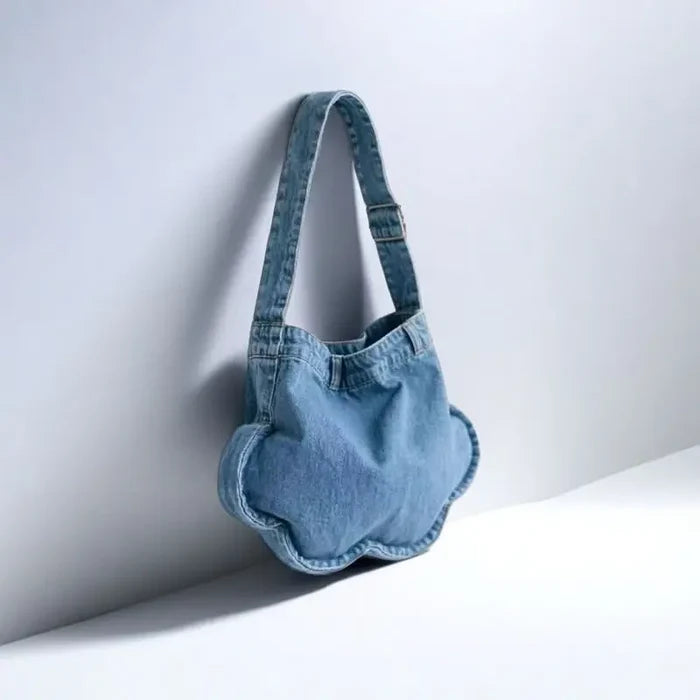 Korean Cute Flower Shaped Washed Denim Mobile Phone Shoulder
