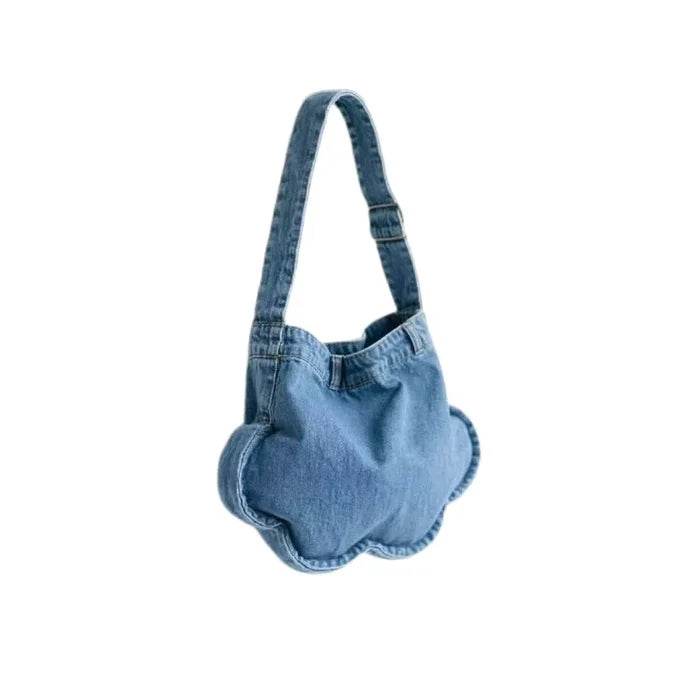 Korean Cute Flower Shaped Washed Denim Mobile Phone Shoulder