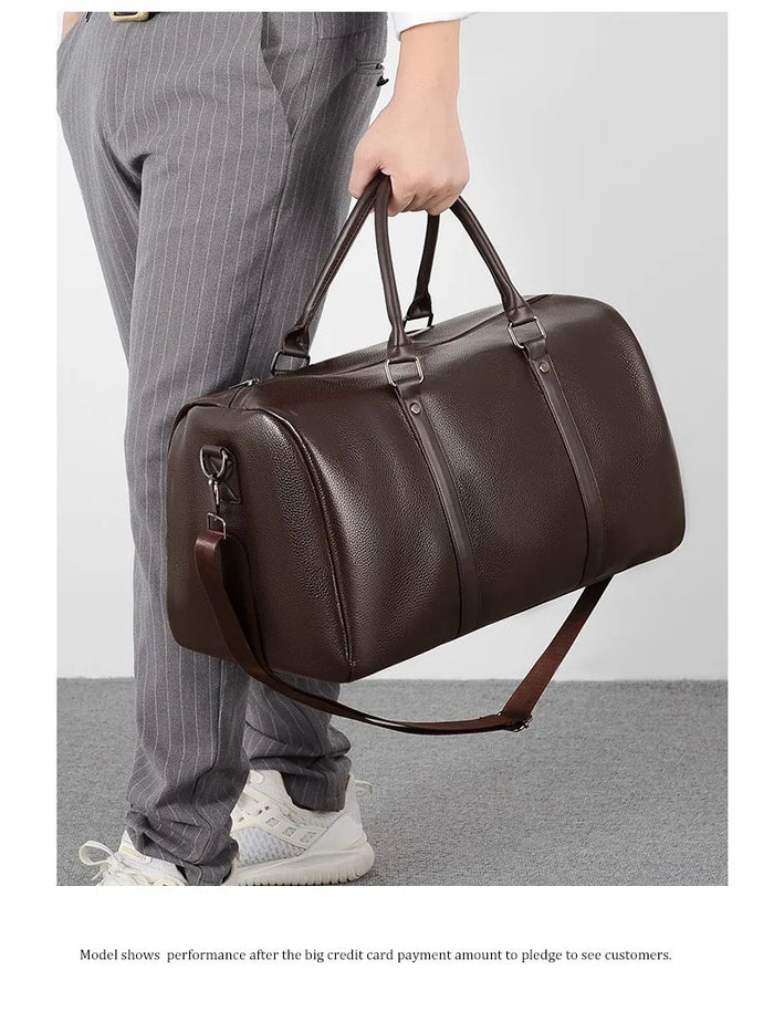 Large Capacity PU Leather Duffle Tote Bag