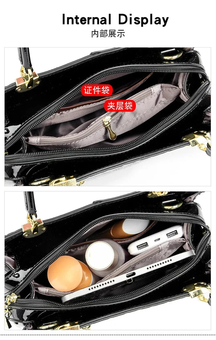 Large Capacity Shoulder Bag Handbag Grain Fashion Bags for Ladies