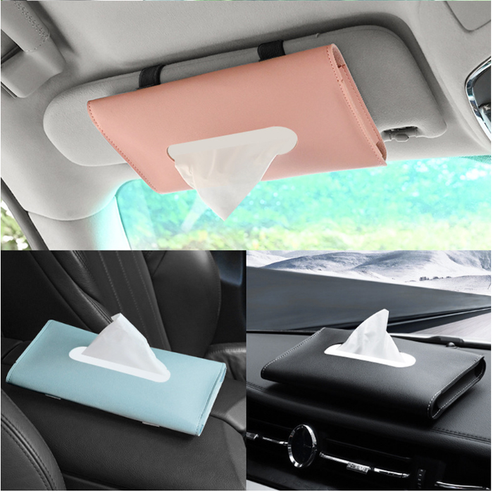 Leather Tissue Holder – Sun Visor Hanging Car Tissue Organizer