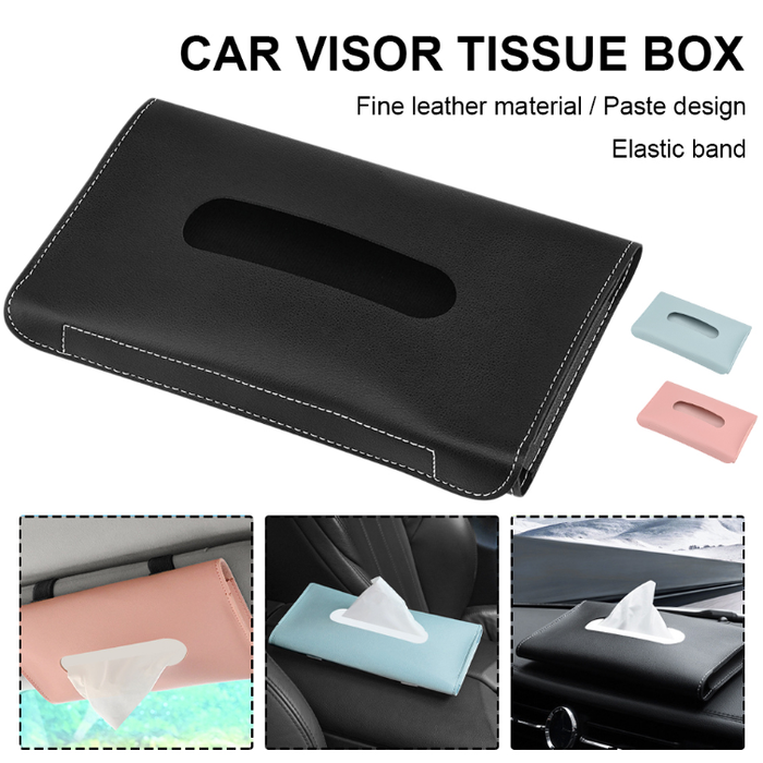 Leather Tissue Holder – Sun Visor Hanging Car Tissue Organizer