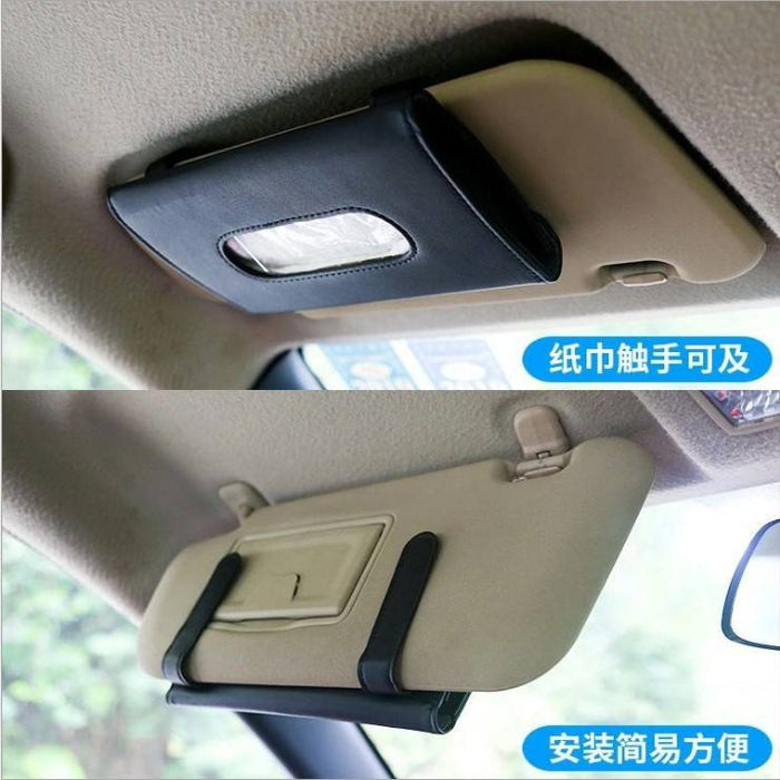 Leather Tissue Holder – Sun Visor Hanging Car Tissue Organizer