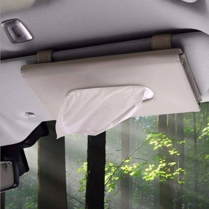 Leather Tissue Holder – Sun Visor Hanging Car Tissue Organizer