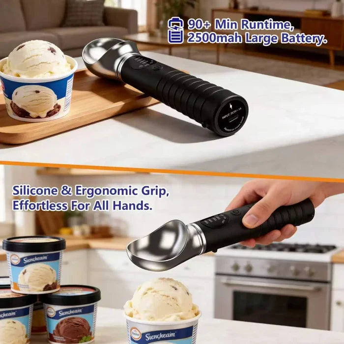 LED Heated Metal Ice Cream Scoop 4-Speed Temperature Control IP67