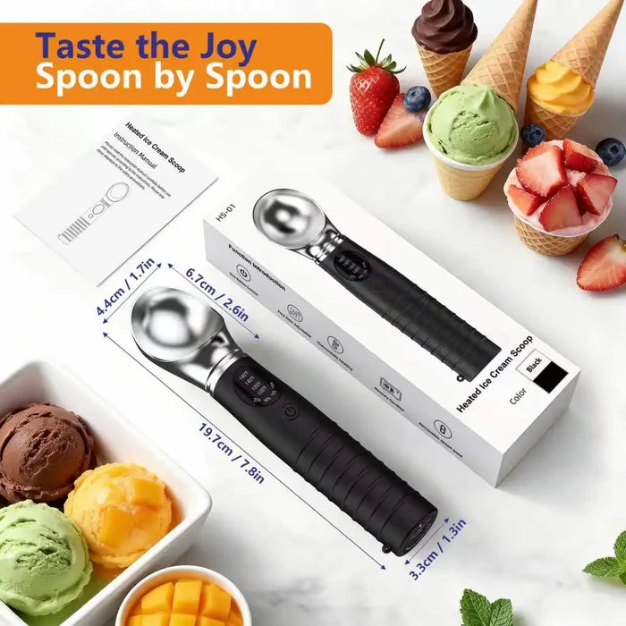 LED Heated Metal Ice Cream Scoop 4-Speed Temperature Control IP67