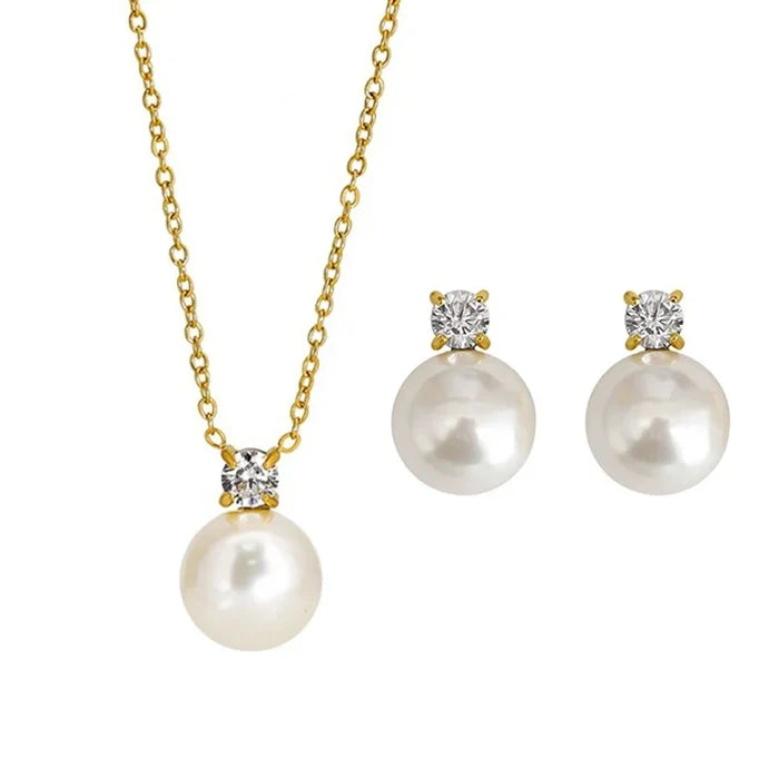 Lincy 18K Gold Plated Pearl Zirconia Necklace for Women