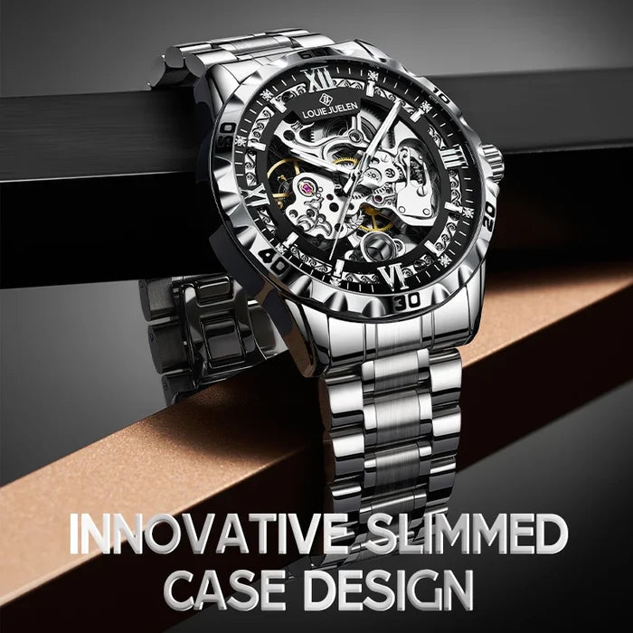 LOUIE JUELEN Men's Luxury Automatic Mechanical Watch 46mm Stainless