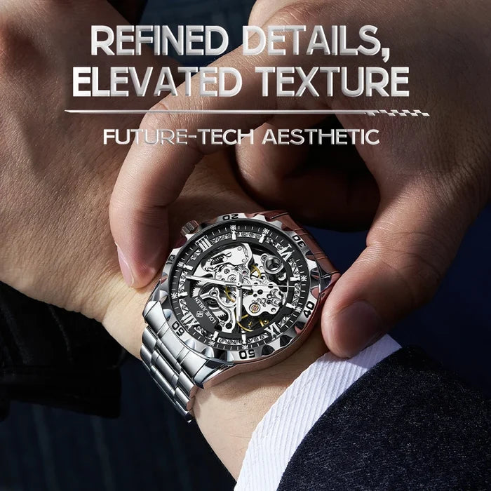 LOUIE JUELEN Men's Luxury Automatic Mechanical Watch 46mm Stainless