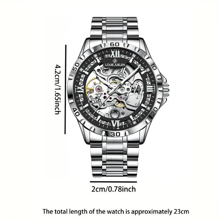 LOUIE JUELEN Men's Luxury Automatic Mechanical Watch 46mm Stainless