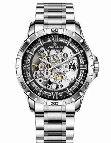 LOUIE JUELEN Men's Luxury Automatic Mechanical Watch 46mm Stainless