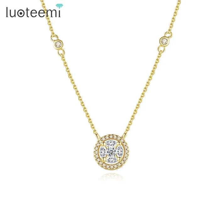 LUOTEEMI Gold-Plated Cubic Zircon Necklace