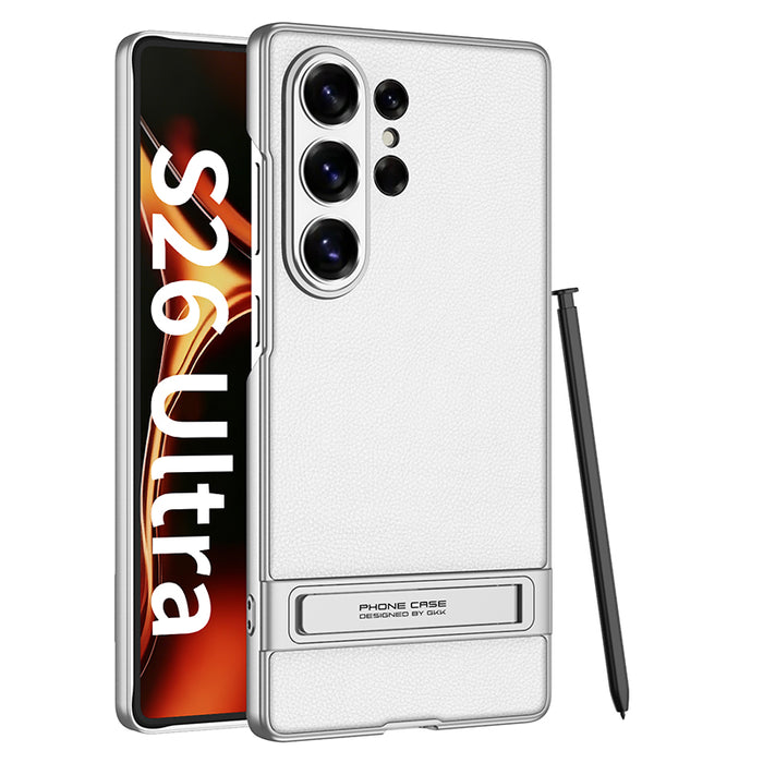 LuxSkin Matte Leather Case – Ultra-Thin Shockproof Cover with Bracket for Samsung Galaxy S26 Ultra