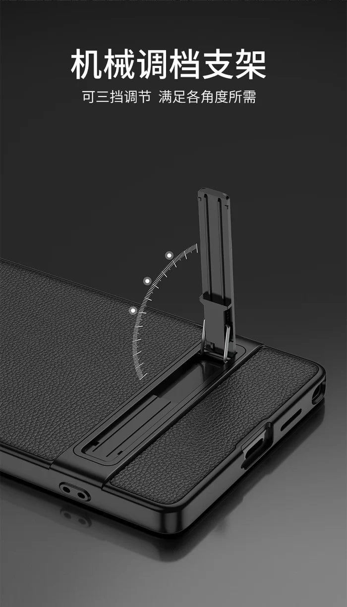 LuxSkin Matte Leather Case – Ultra-Thin Shockproof Cover with Bracket for Samsung Galaxy S26 Ultra