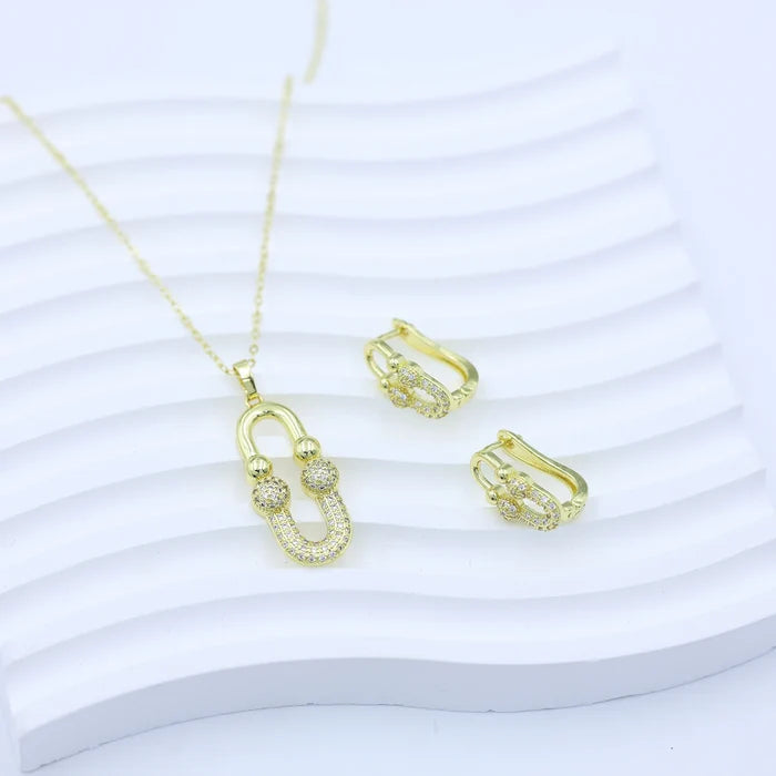 Luxury 14k Gold Plated Zircon Jewelry Set