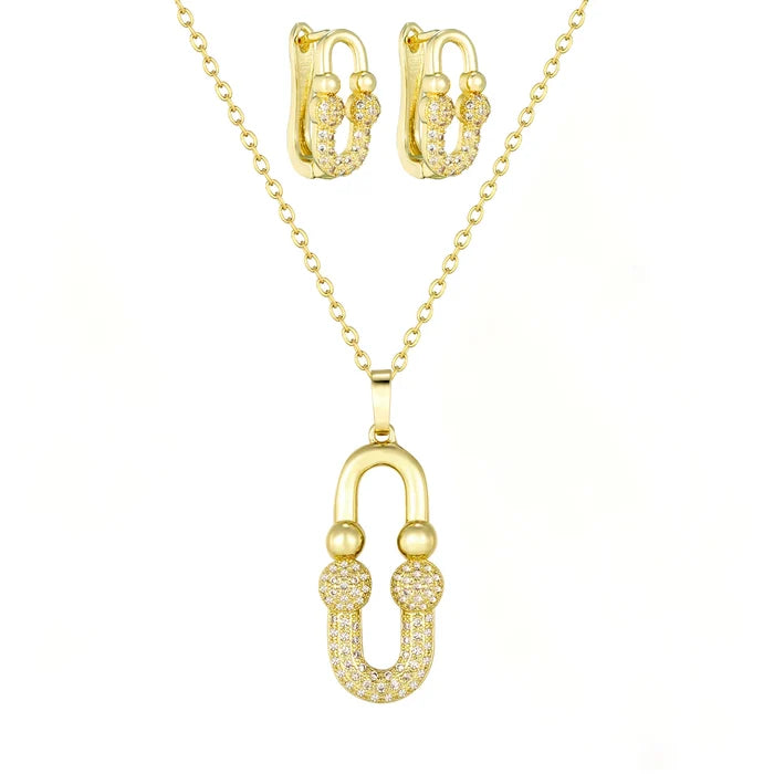 Luxury 14k Gold Plated Zircon Jewelry Set