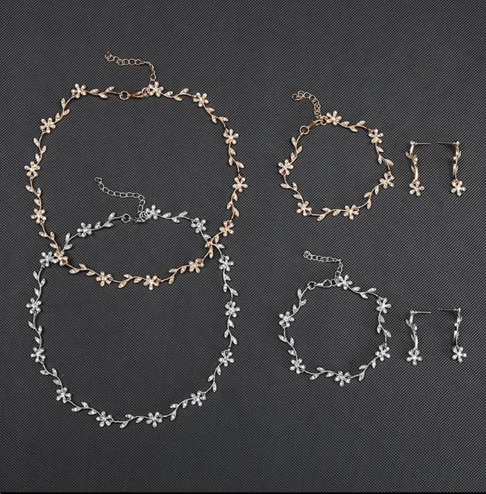Luxury 3-Piece Diamond Leaf Jewelry Set