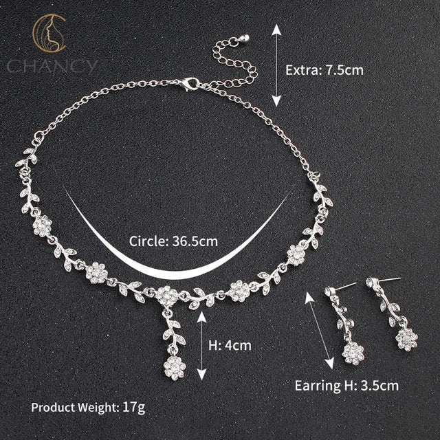 Luxury Alloy Flower Bridal Necklace & Earrings Set