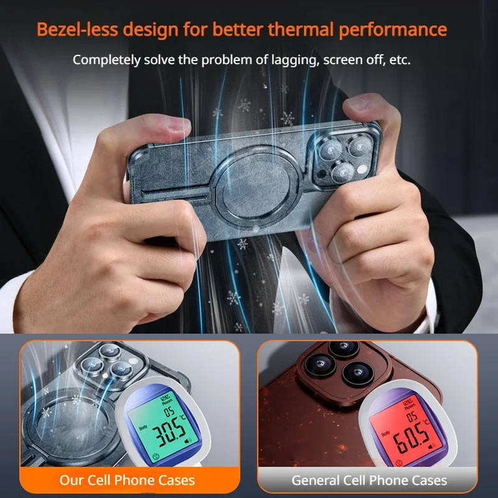 Luxury Aluminum Metal Magnetic Phone Case for iPhone with Ring Stand – Frameless Bumper Shockproof Back Cover