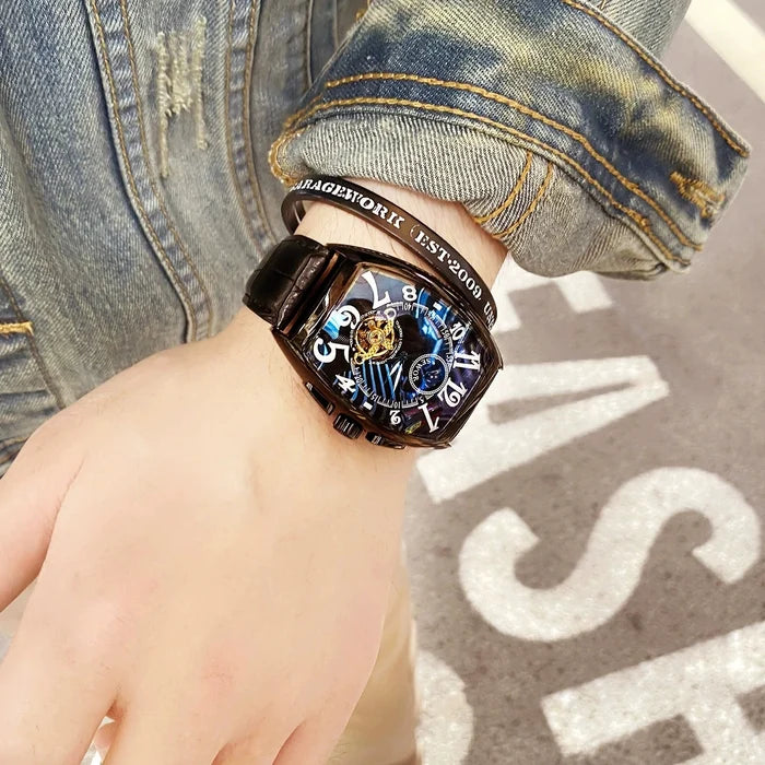 Luxury Automatic Moon Phase Skeleton Watch
