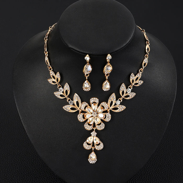 Luxury Black Diamond Tassel Necklace Set