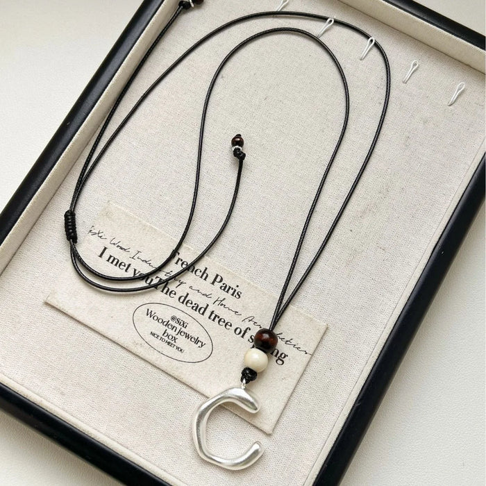 Luxury Brass C-shaped Pendant Necklace