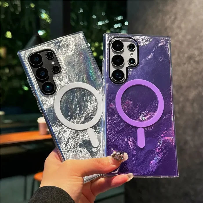 Luxury Colorful Gradient Glacier Pattern Magnetic RIng case Anti Drop