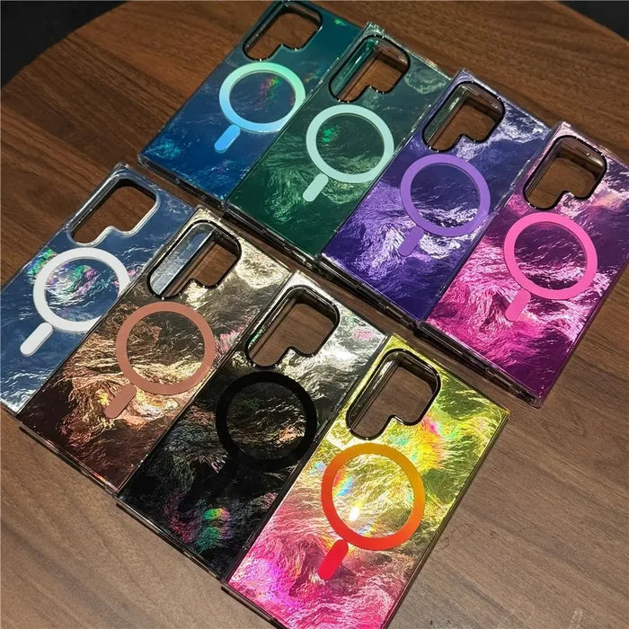 Luxury Colorful Gradient Glacier Pattern Magnetic RIng case Anti Drop
