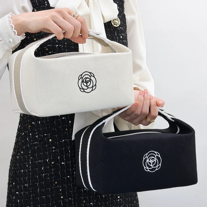 Luxury Cosmetic Bag Portable Durable Canvas Handheld Travel