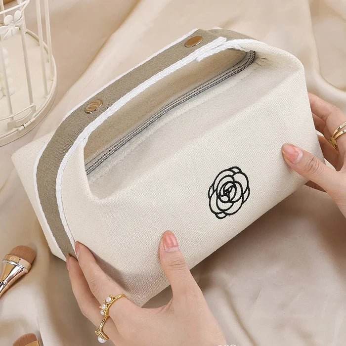 Luxury Cosmetic Bag Portable Durable Canvas Handheld Travel