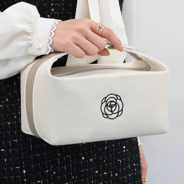 Luxury Cosmetic Bag Portable Durable Canvas Handheld Travel