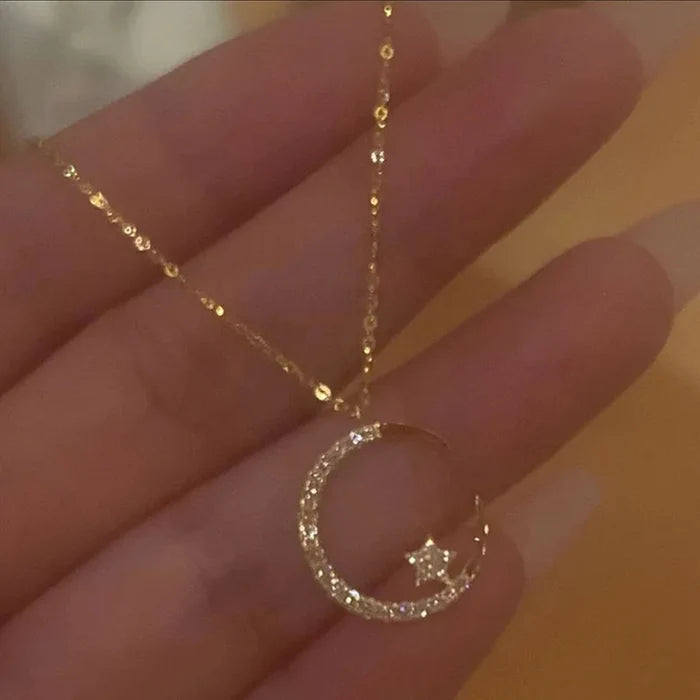 Luxury Crystal Moon Pendant Necklace