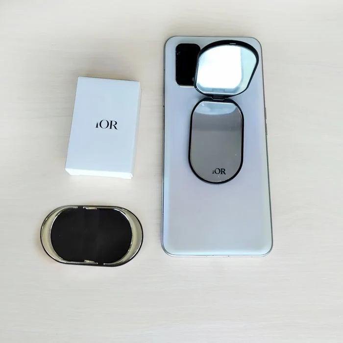 Luxury Designer Metallic Mirror Phone Foldable Oval Smartphone Holder