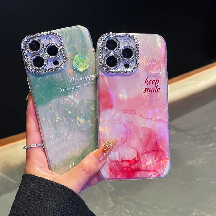 Luxury Diamond Marble Shell Soft TPU Case for iPhone