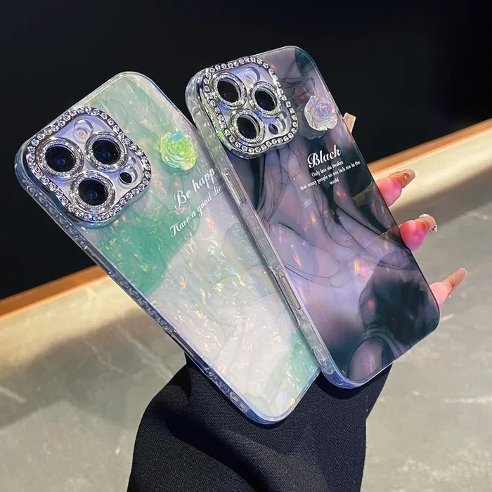 Luxury Diamond Marble Shell Soft TPU Case for iPhone