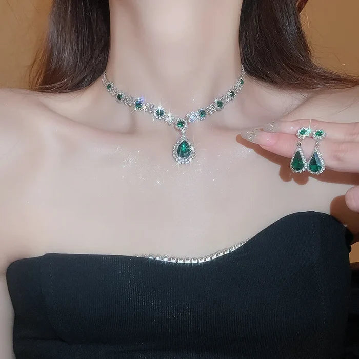 Luxury Diamond Pendant & Earrings Set for Women