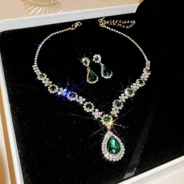 Luxury Diamond Pendant & Earrings Set for Women