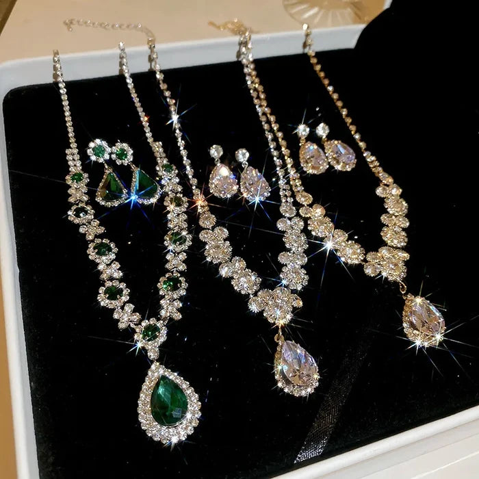 Luxury Diamond Pendant & Earrings Set for Women