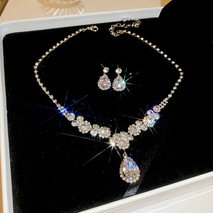 Luxury Diamond Pendant & Earrings Set for Women
