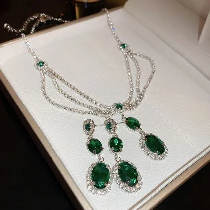 Luxury Diamond Pendant & Earrings Set for Women