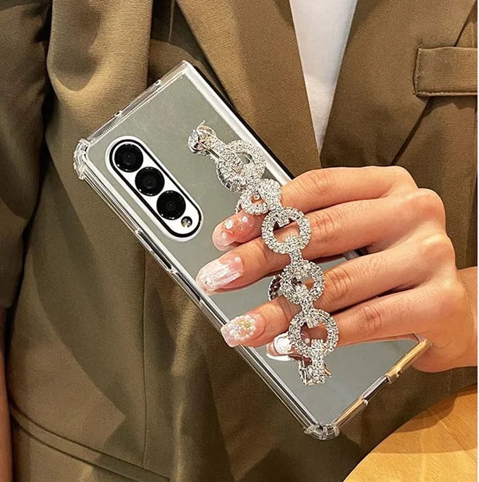 Luxury Electroplating Mirror Design Bling Phone Strap Style Silicone