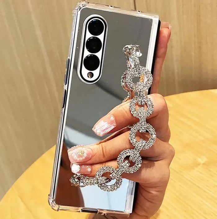 Luxury Electroplating Mirror Design Bling Phone Strap Style Silicone