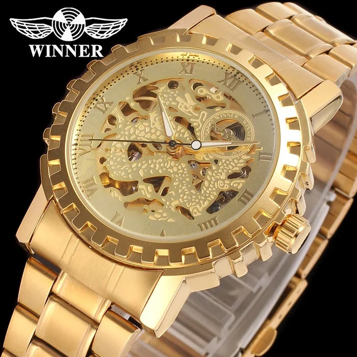 Luxury Gold Skeleton Automatic Watch for Men