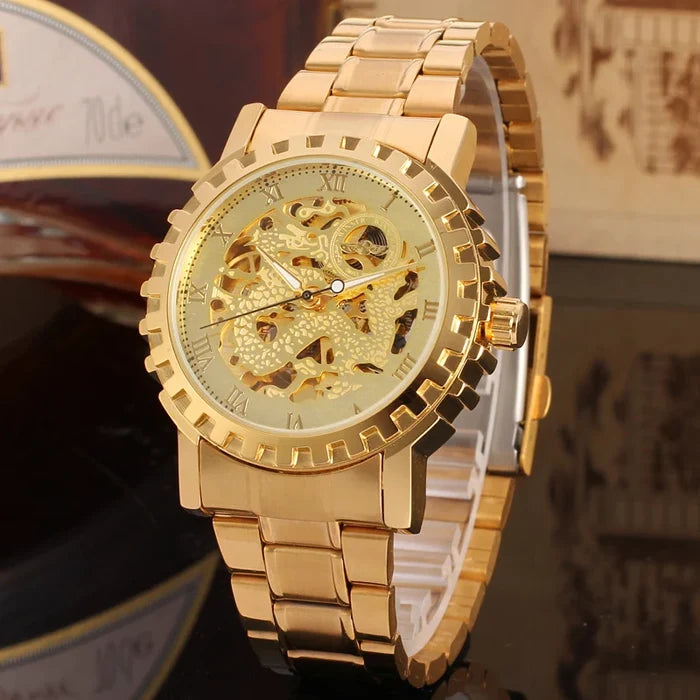 Luxury Gold Skeleton Automatic Watch for Men