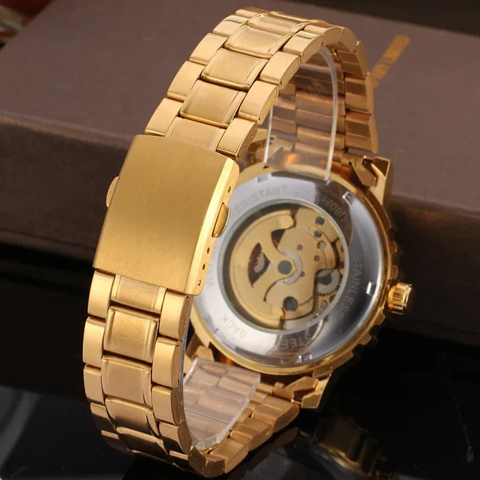 Luxury Gold Skeleton Automatic Watch for Men