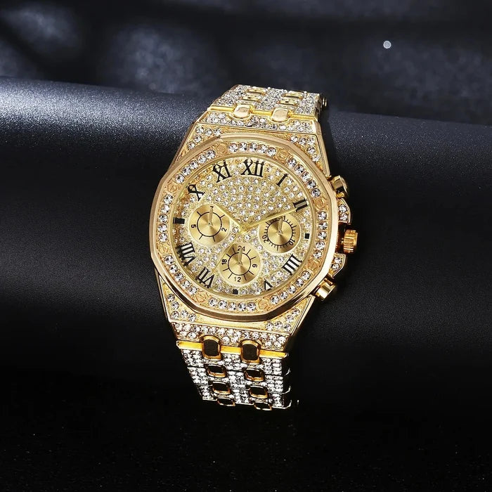 Luxury Gold Watch & Bracelet Set for Men & Women