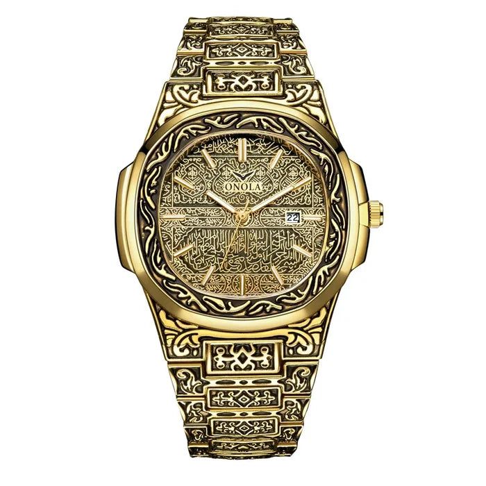 Luxury Gold Watches for Men ONOLA Business Retro Waterproof Muslim