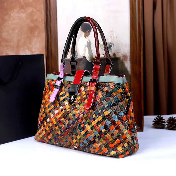 Luxury Leather Hand-woven Crossbody Handbag