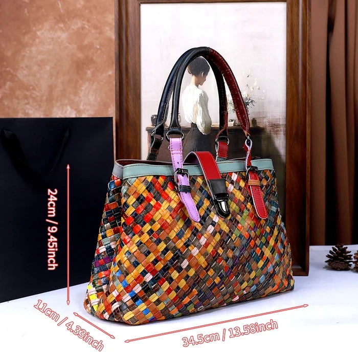 Luxury Leather Hand-woven Crossbody Handbag