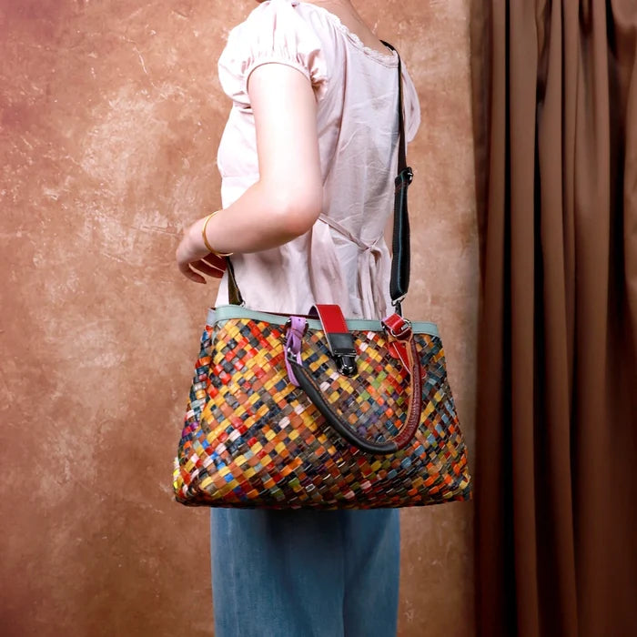 Luxury Leather Hand-woven Crossbody Handbag
